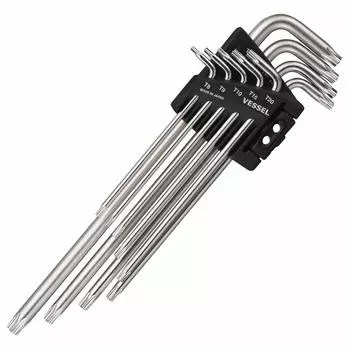 VESSEL 8509TXH Torx Set of 9 Tamper-proof L-type Wrench, серый