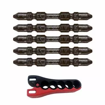VESSEL Rib Torsion Bit BL Double End x 65mm Set of 5 with Bit Clip +2 RBT5P2065-BL