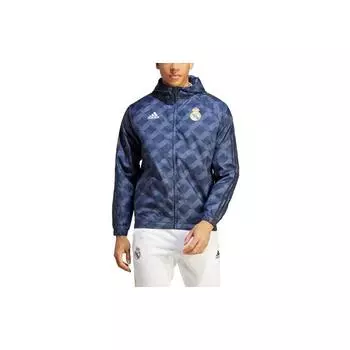 Ветровка Adidas Real Madrid DNA со сплошным принтом, мужская куртка Legendary, чернильно-синяя HY0615 XXL