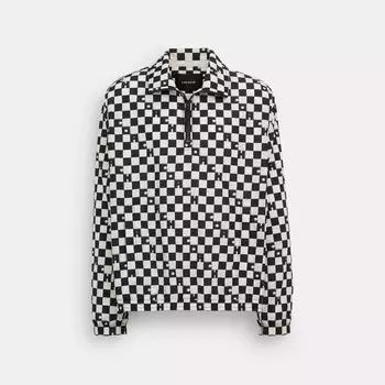 Ветровка Coach Checkerboard на четверть молнии черно-белая