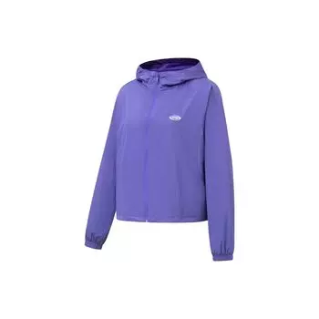 Ветровка с капюшоном и длинными рукавами Li Ning Fitness Series с логотипом, женская верхняя одежда, синяя, фиолетовая, AFDT550-4 M