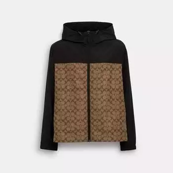 Ветровка с молнией во всю длину и подписью цвета хаки Coach Signature