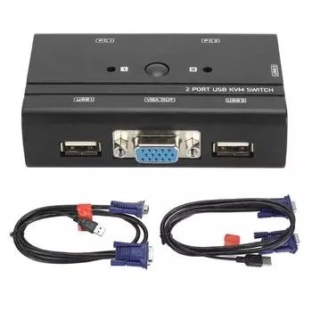 VGA USB KVM-переключатель 2 порта ручной VGA KVM-переключатель для 2 ПК общий 1 видео монитор клавиатура мышь