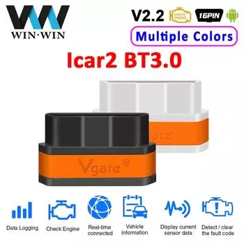 Vgate iCar2 ELM327 obd2 Bluetooth считыватель кодов OBD OBD2 Автомобильный диагностический инструмент автоматическое диагностическое сканирование для Android для протоколов OBDII ELM 327 V2.2 чёрный/оранжевый