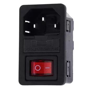 Входная розетка с предохранителем 10A 250V 3-контактный IEC320 C14 Ad
