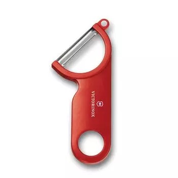 VICTORINOX Potato Peeler Easily peels vegetables and fruits Red Peeler with bud remover Features a lightweight ergonomic handle Dishwasher safe 7.6073