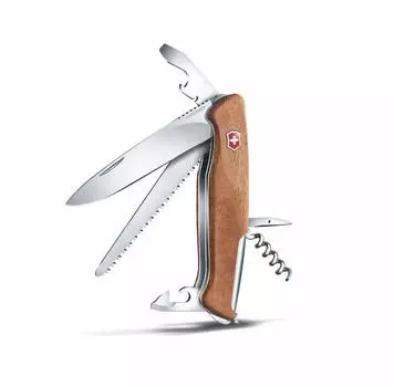 VICTORINOX Ranger Wood 55 швейцарский армейский нож для отдыха на природе с большим лезвием и замком, включая сверло, швейцарское производство с 10 функциями, компактный, катастрофический