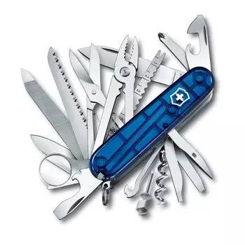 VICTORINOX Swiss Champ полупрозрачный синий швейцарский армейский нож многофункциональный нож товары для предотвращения стихийных бедствий походные плоскогубцы ножницы с лупой