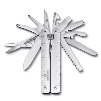 VICTORINOX Swiss Tool MX Silver с нейлоновым чехлом, швейцарский армейский нож, многофункциональный нож, плоскогубцы, швейцарский мультитул с 26 функциями и фиксатором [] серебряный