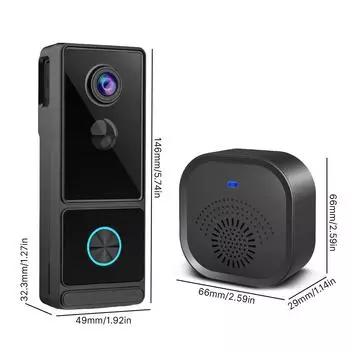 Видеодомофон Aoresac 2.4G WiFi 2K 3MP ночное видение с звонком PIR обнаружение человека 2-сторонняя чёрный
