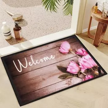 VIKAMA 40*60 см 3D деревянный цветочный коврик для пола, коврик для входной двери, декоративный коврик для пола с цветочным узором ко Дню святого Валентина 40cmx60cm красный