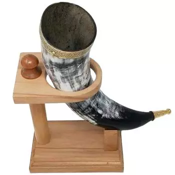 Viking Drinking Handmade Natural OX Horn | Tankard | Mug | Cup for Ale, Beer, Mead, Wine | 12 Inch | 100% Leak Free