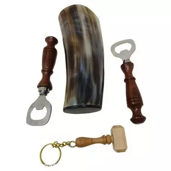 Viking Drinking OX Horn | Tankard | Mug | Cup for Ale, Beer, Mead, Wine, Shot Glass, Bottle Opener | Natural and Handmade | COMBO OFFERS