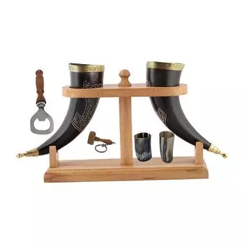 Viking Drinking OX Horn | Tankard | Mug | Cup for Ale, Beer, Mead, Wine, Shot Glass, Bottle Opener |100% Leak Free | Natural and Handmade