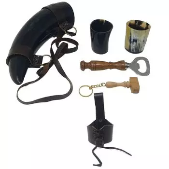 Viking Drinking OX Horn | Tankard | Mug | Cup for Ale, Beer, Mead, Wine, Shot Glass, Bottle Opener