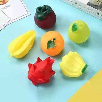 Виниловые игрушки для купания с овощами, фруктовые игрушки для разминания, игрушка для купания с водой, подарок детям на день рождения Style B
