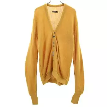 VINTAGE 70s Long sleeve V neck cardigan mustard Button Remake Men s Used