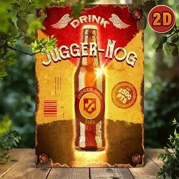 Vintage Iron Jugger-Nog Soda Sign Wall Art Humorous Metal Decor for Garden Cafe Restaurant Garage Patio Ideal Gift for Friends 20x30cm белый