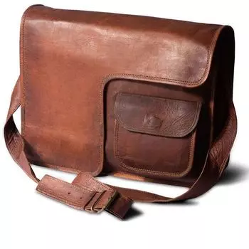 Vintage Leather Bag Men s Messenger Shoulder Laptop Briefcase 15 x 11 x 4 in