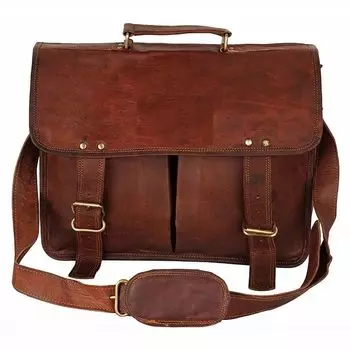 Vintage Men s Leather Laptop Shoulder Professional Office Bag Satchel Messenger 13 x 10 x 4 in