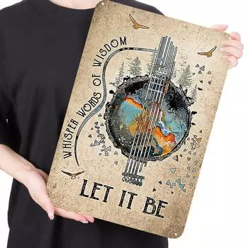 Vintage Metal Plate LET IT BE Rectangular Iron Painting Wall Art Decor30x40cm
