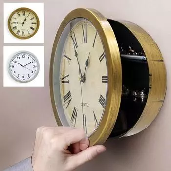 Vintage Wall Clock Home Decoration Safe Box Hidden Secret Storage Box Wall Clock Safe Money Jewelry Valuables Storage Box серебряный