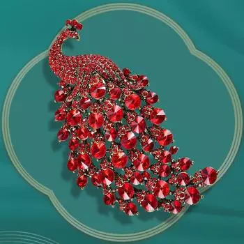Винтажная хрустальная большая брошь для женщин, аксессуары для пальто, булавка в виде феникса, аксессуары в стиле вестерн для животных красный