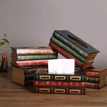 Винтажная коробка для салфеток в европейском стиле с поддельной книгой