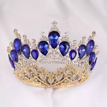 Винтажная круглая корона в стиле барокко, роскошная хрустальная корона для невесты, свадебный головной убор, аксессуары для свадебного платья