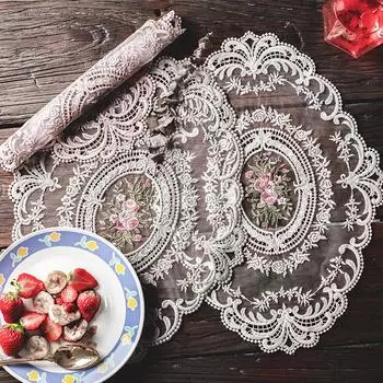 Винтажная кружевная салфетка для столовых приборов, вышитая скатерть, декоративные салфетки для столовой, вечеринки, свадьбы, антикварные подставки под кофе, салфетки для столовых приборов 30x43cm&1PC