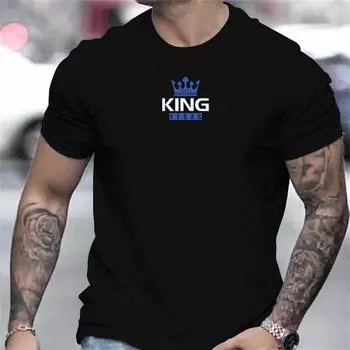Винтажная мужская футболка с буквенным принтом King, мужская одежда, летняя повседневная уличная дизайнерская футболка с коротким рукавом, футболки большого размера S