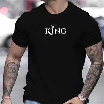 Винтажная мужская футболка с буквенным принтом King, мужская одежда, летняя повседневная уличная дизайнерская футболка с коротким рукавом, футболки большого размера L