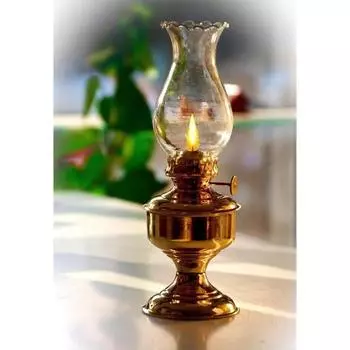 Винтажная настольная лампа Oil Chimney с прозрачным стеклянным абажуром и латунным основанием 9,5