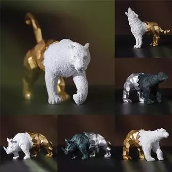 Винтажная Золотая Статуэтка Из Смолы Украшения Животных Скульптура Поделки Подарочная Фигурка Белого Медведя Настольный Декор Украшения Домашней Гостиной