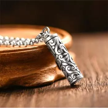 Винтажное колье из серебра 925 пробы, мужское благословение, подвеска в стиле ретро, можно открыть, чтобы хранить вещи, амулеты, ожерелья для мужчин, ювелирные изделия белый