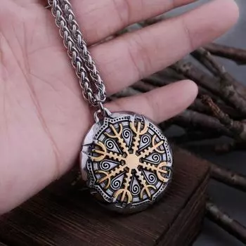 Винтажное ожерелье из нержавеющей стали с рунами викингов Vegvisir для мужчин, амулет-компас, модные панк-ювелирные изделия в подарок