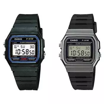 Винтажные электронные наручные часы Casio, набор из 2 штук F-91W-1D / F-91WM-1B
