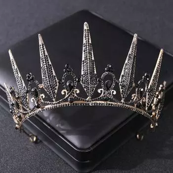 Винтажные черные короны со стразами в стиле барокко, короны для невесты, королевы, принцессы, свадебные аксессуары для волос, элегантная тиара, диадема, женские украшения