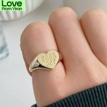Винтажные кольца в форме сердца для женщин, грязные слова, кольца с буквами Fk, кольца с буквами F, ювелирные изделия в подарок на день рождения и дружбу 8