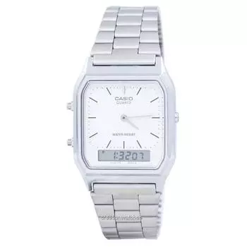 Винтажные кварцевые аналогово-цифровые часы Casio с двойным будильником AQ-230A-7DMQ AQ230A-7DMQ мужские часы белый