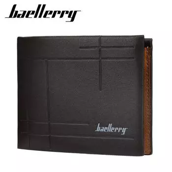 Винтажные мужские кошельки Baellerry, классический короткий двойной кошелек с деловым дизайном, модный кошелек с держателем для карт 12cm*10cm*2cm чёрный