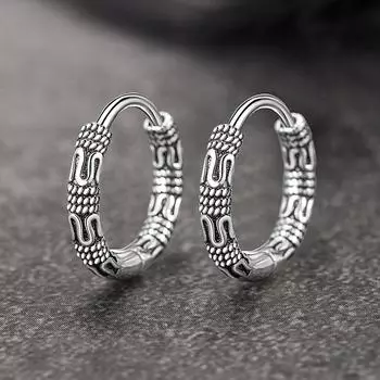Винтажные серьги-кольца из стерлингового серебра 925 пробы, винтажные серьги с узором для женщин, серебряные украшения, новинка в Корее, Прямая доставка