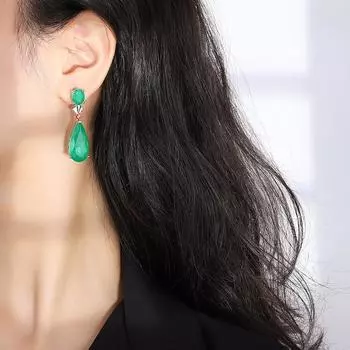 Винтажные серьги Paraiba, серьги с изумрудами, серьги-капли, преувеличенные серьги