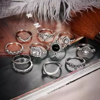 Винтажные женские хрустальные кольца на костяшки пальцев для девочек с подвеской в виде лунного лотоса в стиле бохо, модные ювелирные изделия в подарок