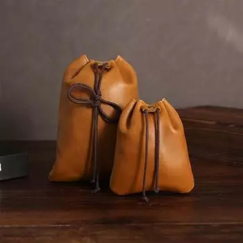 Винтажный кошелек для монет из гладкой искусственной кожи на шнурке, водонепроницаемый, с большим отверстием, портативные карты, ювелирные ключи, сумка для хранения наушников, держатель для монет, мини-кошелек S коричневый