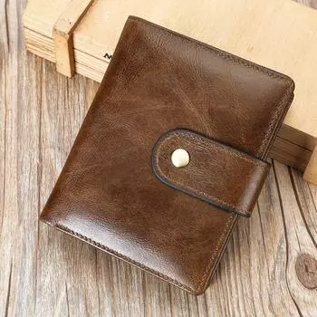 Винтажный мужской кошелек из натуральной кожи с RFID-меткой, многофункциональный зажим для денег из коровьей кожи, клатч из натуральной кожи премиум-класса Tide чёрный