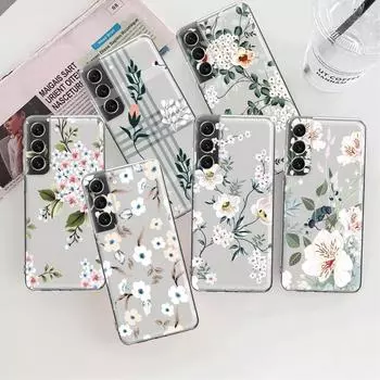 Винтажный прозрачный чехол с цветочным рисунком и листвой для Samsung Galaxy S23 S22 S21 S20 Fe Ultra S10 S9 S8 Plus 10e S10lite Note 10plus 20ultra Samsung S20 Plus 5G