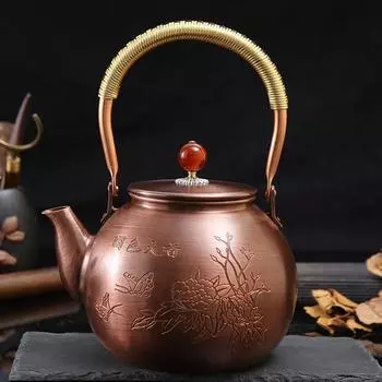 Винтажный ручной работы фиолетовый медный чайник креативная резьба кипящий чайник большой емкости кипящий чайник