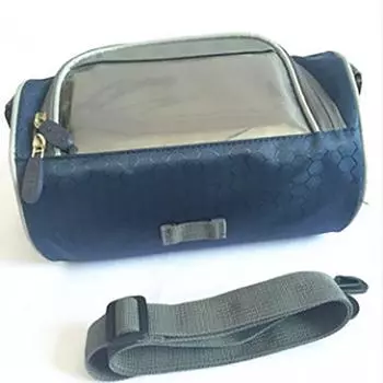 Visible Bycicle Foldable Bicycle Handlebar Bag Cycling Front Tube Bag Phone Case Navy
