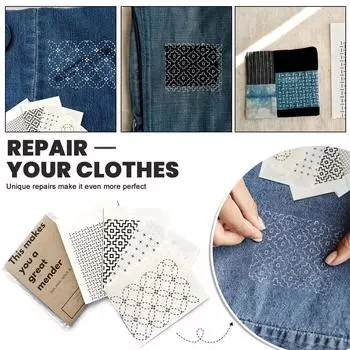 Visible Mending Transfer Sashiko Pattern, Sashiko Embroidery Pattern Set, Designs Sashiko Template For DIY Jeans & Hand Sewing Lover Beginners One Size